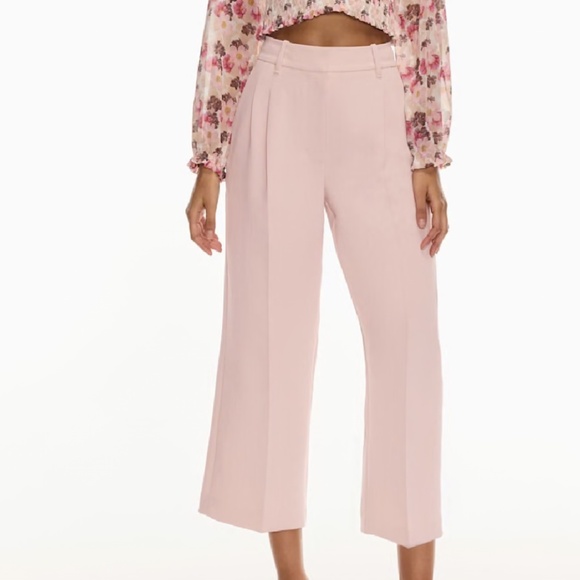 Aritzia Wilfred The Effortless Pant Cropped High Waisted Wide Crepe Pants Sz 8 - Picture 1 of 10